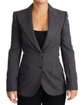 Veste blazer en laine gris foncé Dolce & Gabbana à coupe ajustée, à simple boutonnage et style élégance.