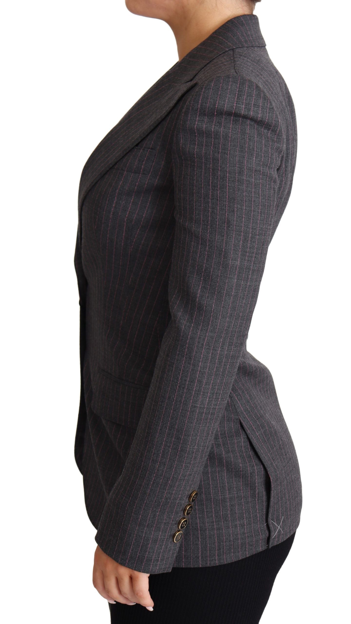 Blazer gris Dolce & Gabbana en laine à un seul bouton, coupe ajustée, veste élégante pour homme.