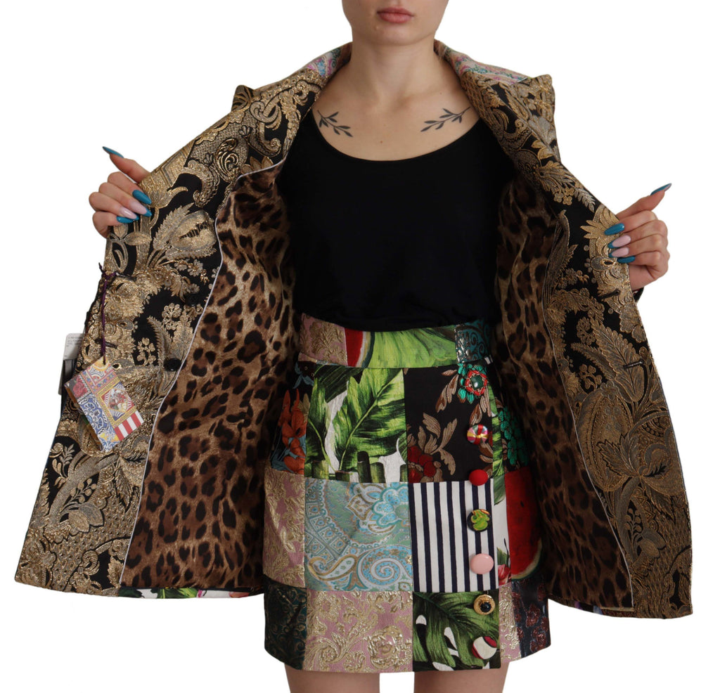 Blazer Dolce & Gabbana à carreaux multicolores, à double boutonnage, en jacquard avec patchwork, style élégant et tendance.