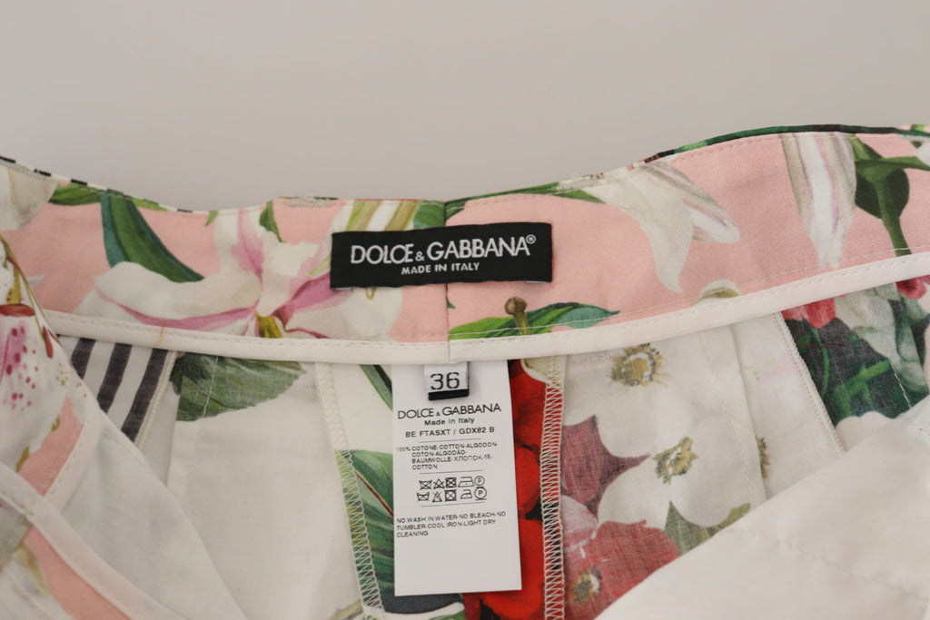 Shorts Dolce & Gabbana multicolores à taille haute, en coton léger, pour femmes, avec motif coloré et coupe flatteuse.