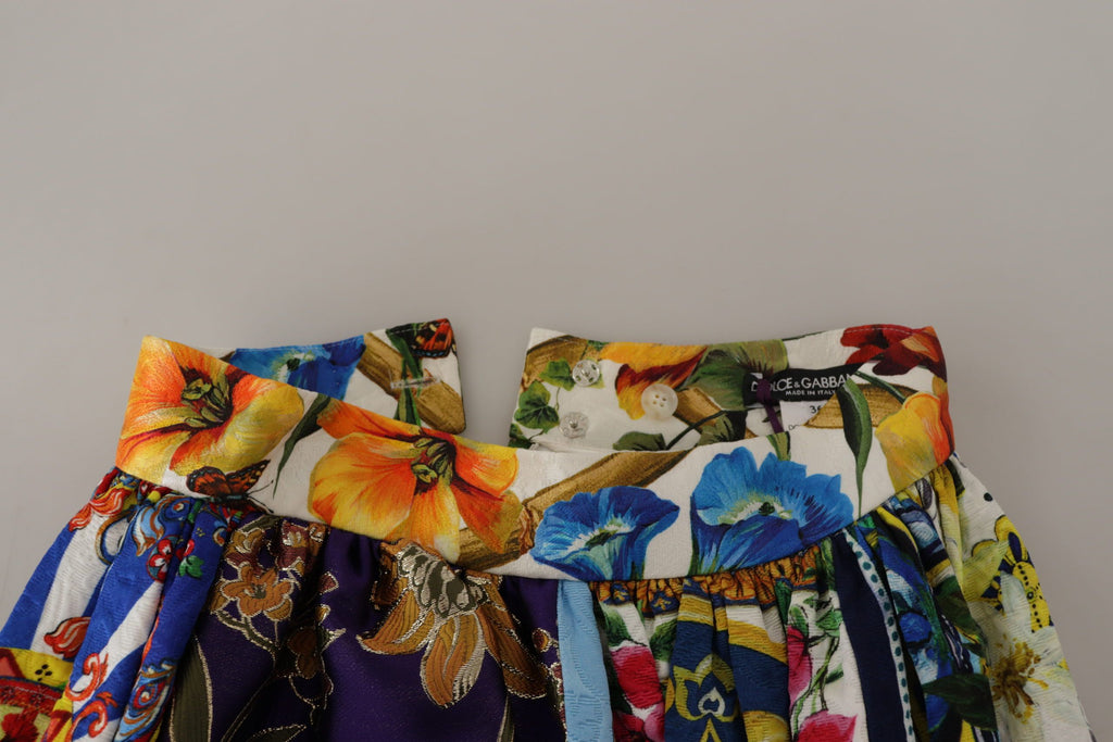 Jupe longue maxi Dolce & Gabbana Sicily à patchwork multicolore, style élégant et sophistiqué, vue de face.