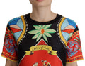 T-shirt Dolce & Gabbana en soie multicolore avec motif de soldat Carretto, style élégant et coloré.