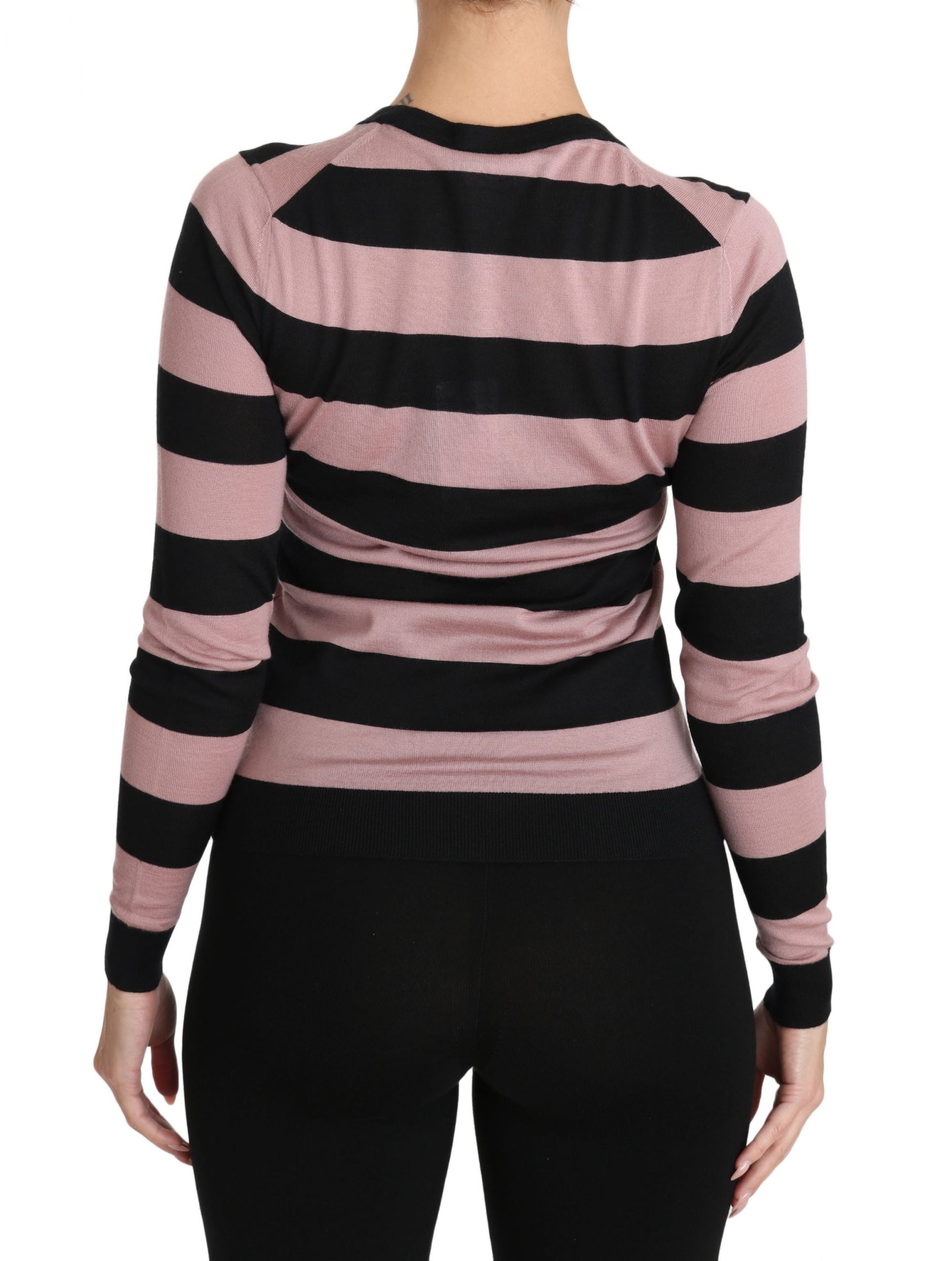 Cardigan en cachemire rose à fleurs Dolce & Gabbana, style élégant, avec motifs floraux, pour femme.
