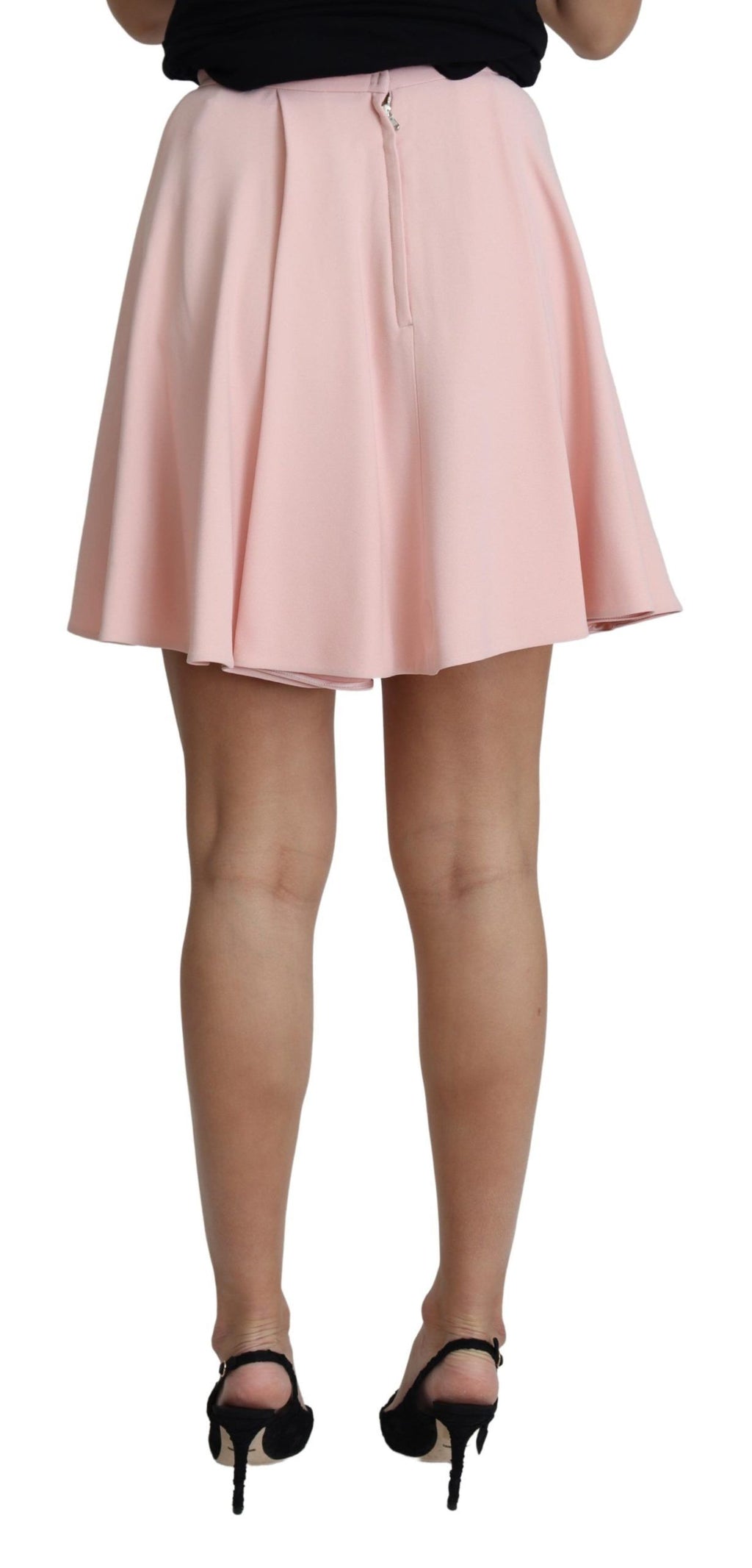Jupe mini en rayonne rose à plis plissés et forme évasée de Dolce & Gabbana, style élégant et féminin.