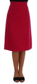 Jupe longue en laine rose de style A-line de Dolce & Gabbana, visible avec sa texture douce et sa coupe élégante.