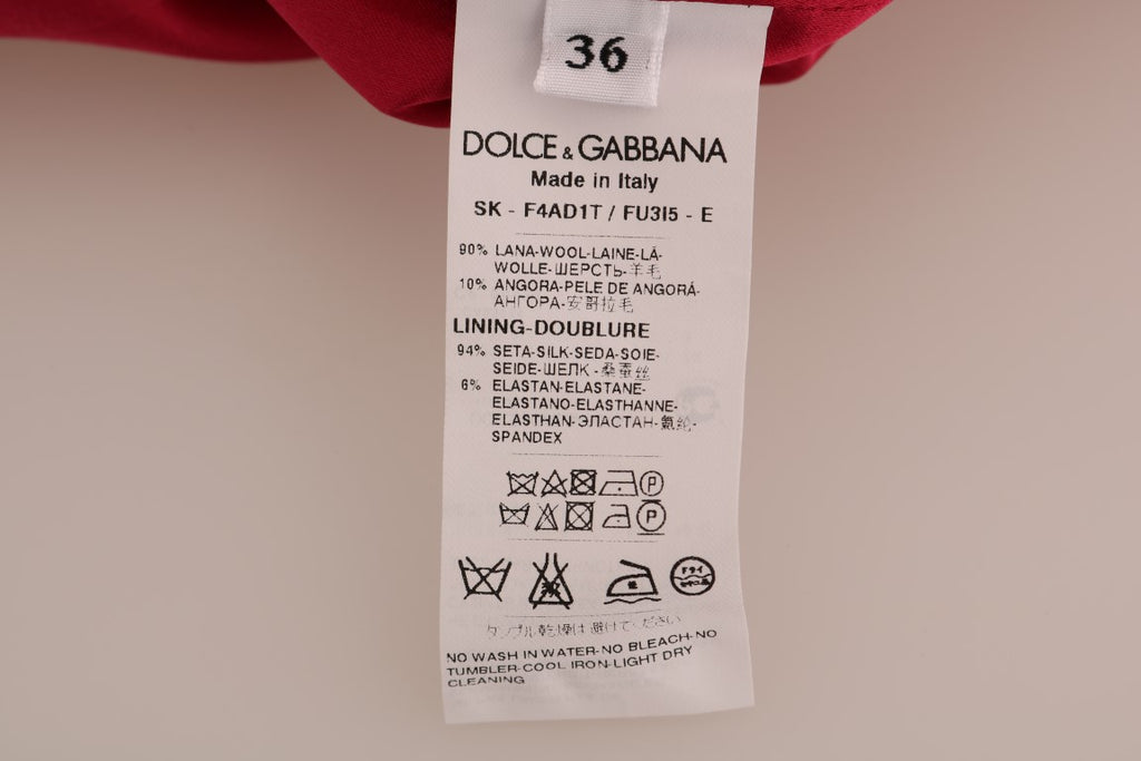 Jupe longue en laine rose de style A-line de Dolce & Gabbana, longueur au genou, look élégant et sophistiqué.