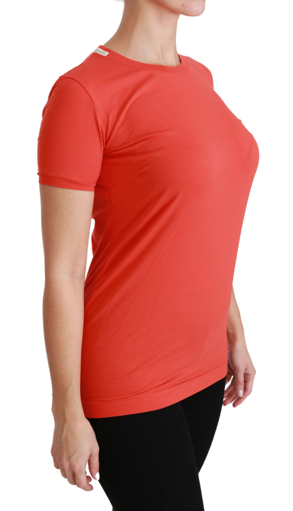 T-shirt à manches courtes rouge Dolce & Gabbana en coton, vue frontale, col rond et style décontracté.
