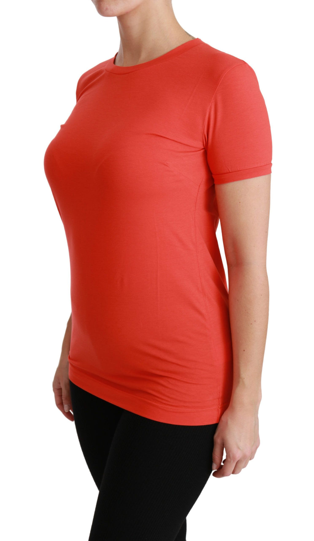T-shirt rouge à manches courtes en coton de marque Dolce & Gabbana, col rond, style décontracté.