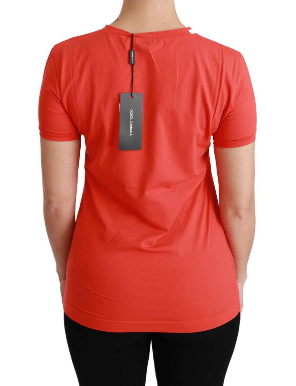 T-shirt à manches courtes Dolce & Gabbana rouge en coton, col rond, style décontracté et élégant, vue de face.