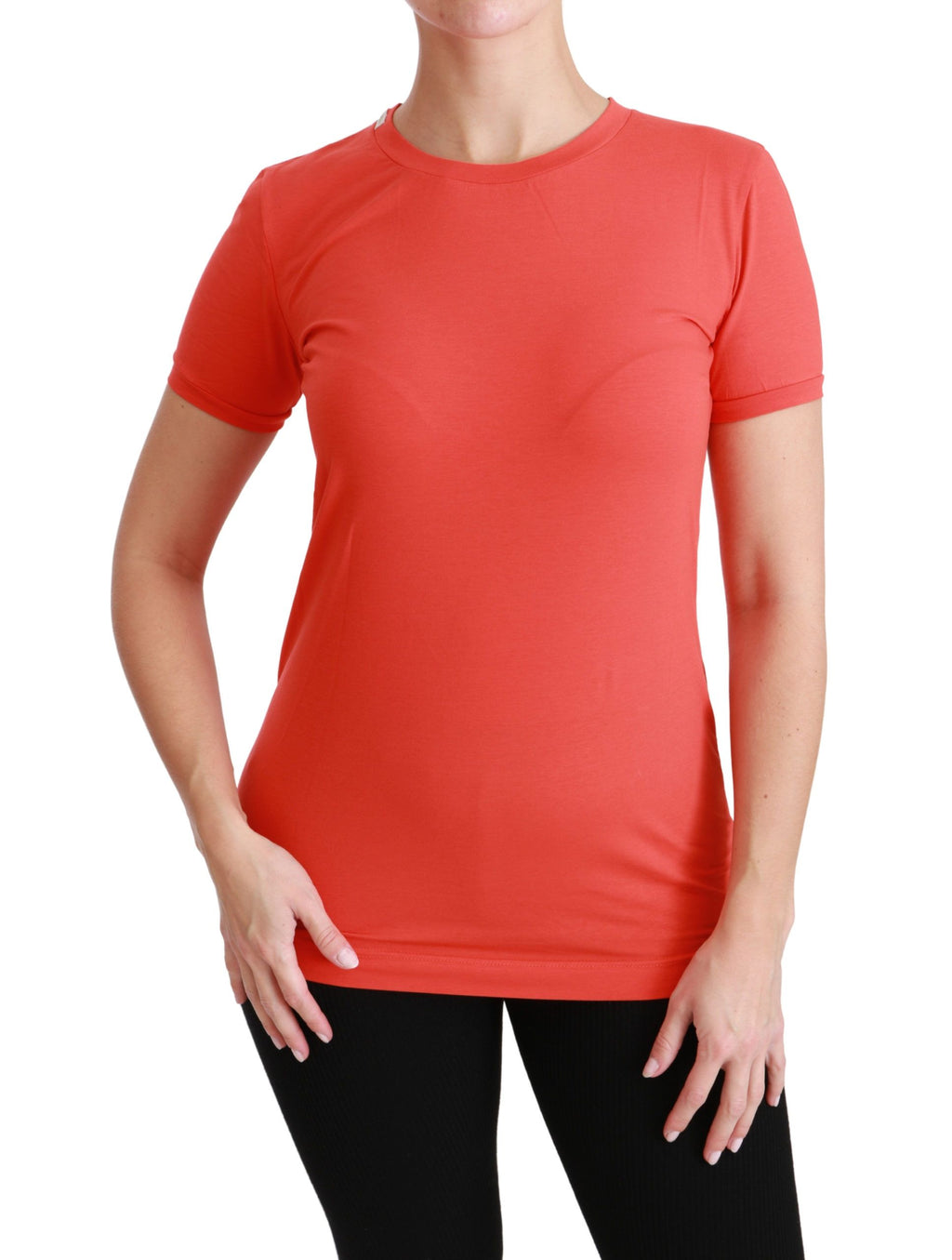 T-shirt à manches courtes en coton rouge de la marque Dolce & Gabbana, col rond, style décontracté.