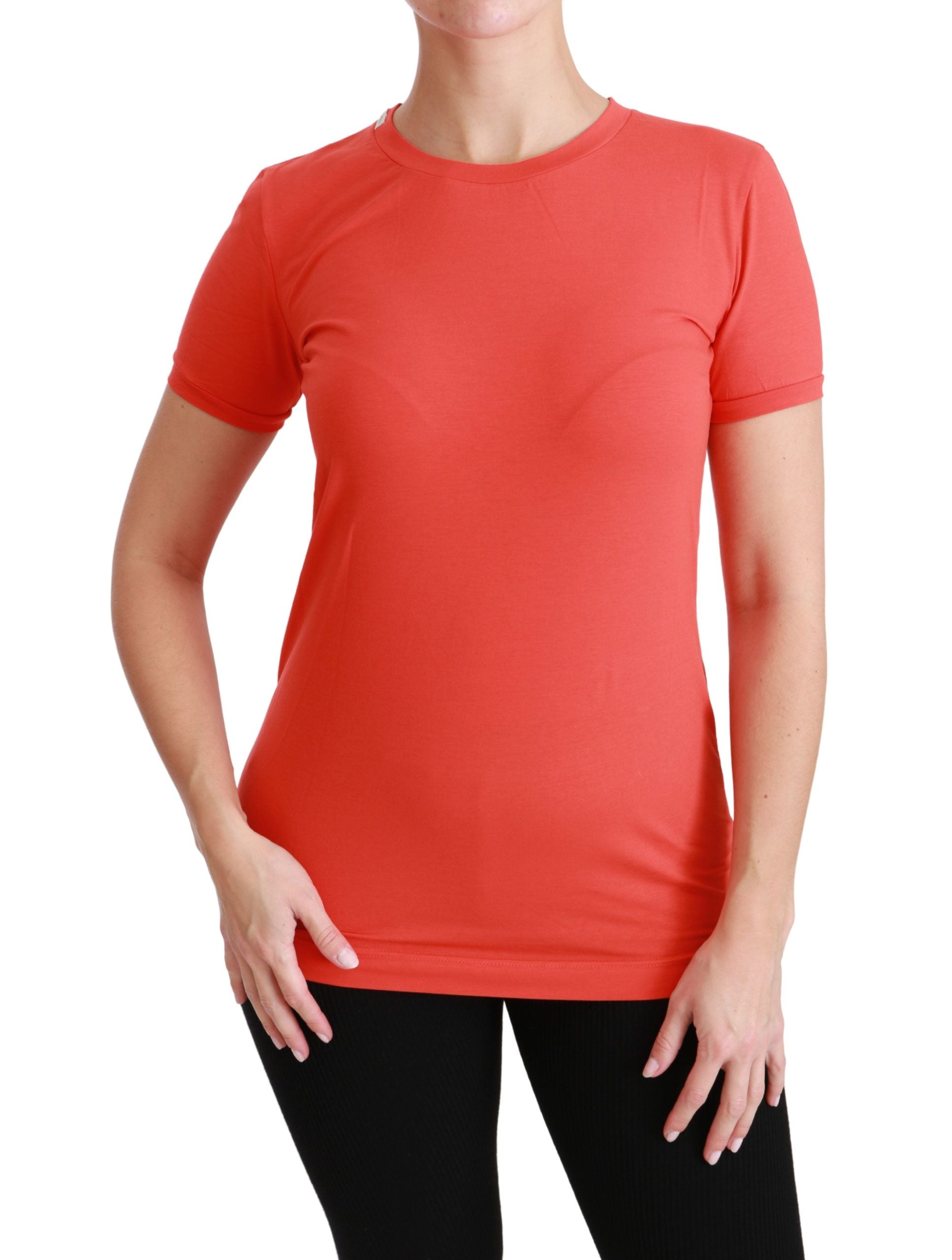 T-shirt à manches courtes en coton rouge de la marque Dolce & Gabbana, col rond, style décontracté.