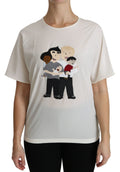 Chemise à manches courtes blanche Dolce & Gabbana avec patch #dgfamily, style élégant et décontracté, vue de face.