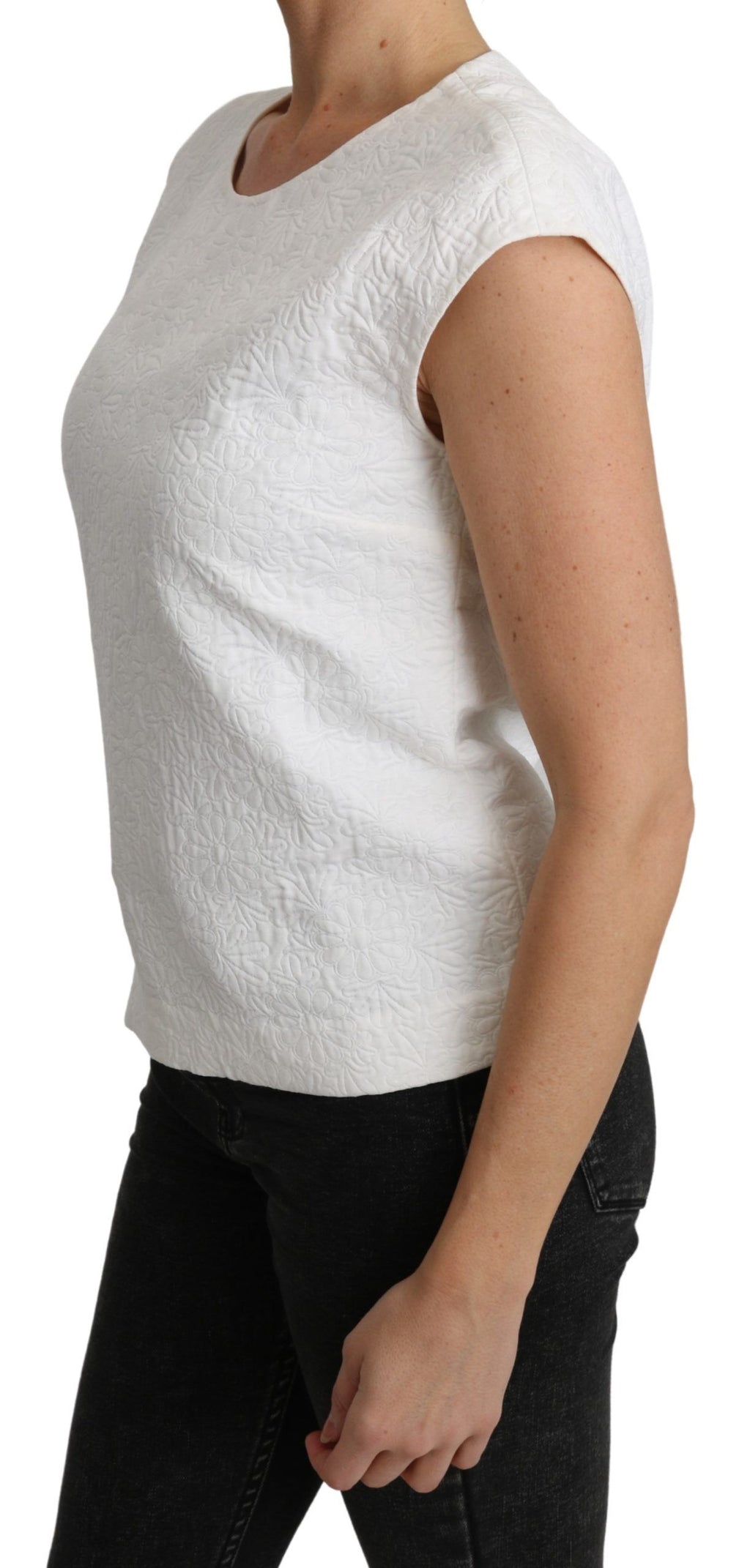 Chemise en coton blanche Dolce & Gabbana avec broderie florale élégante et détails en brocart.