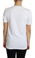 T-shirt blanc Dolce & Gabbana San Valentino avec cœurs en cristaux, style élégant et décontracté.