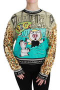 Pull en sequins Dolce & Gabbana Année du Cochon, haut élégant avec motif pailleté et détails raffinés.