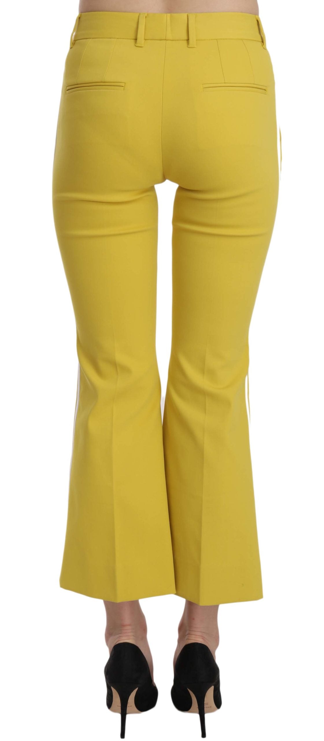 Pantalons capri Dolce & Gabbana en coton jaune à coupe évasée et bottine, style décontracté et tendance.