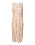 Robe sans manches Dolce & Gabbana beige à fleurs en dentelle, coupe droite, élégante et raffinée.