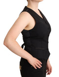 Débardeur sans manches Dolce & Gabbana noir en viscose avec boutons, style élégant et moderne.