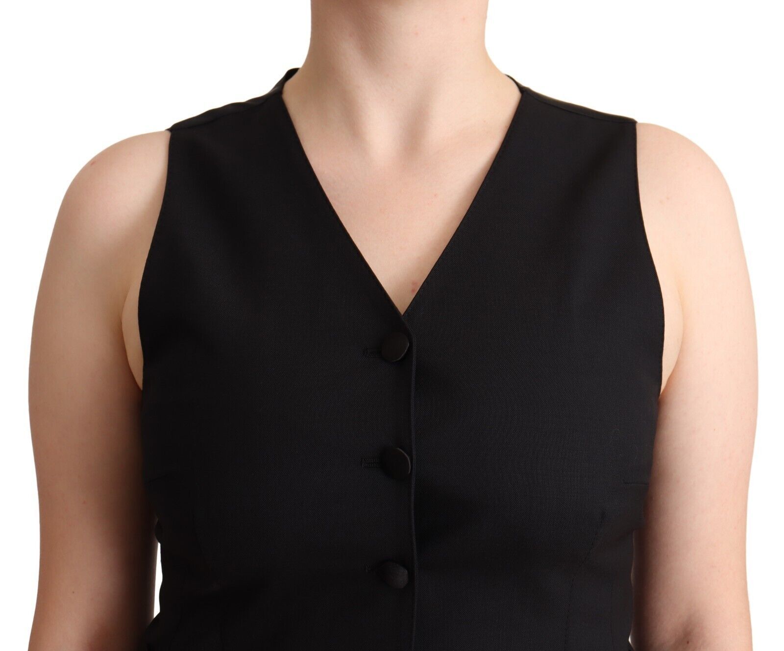 Veste sans manches Dolce & Gabbana en viscose noire avec boutons, décontractée et élégante.