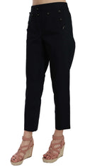 Pantalon noir Dolce & Gabbana cropped avec boutons avant et embellissements, style chic et tendance.