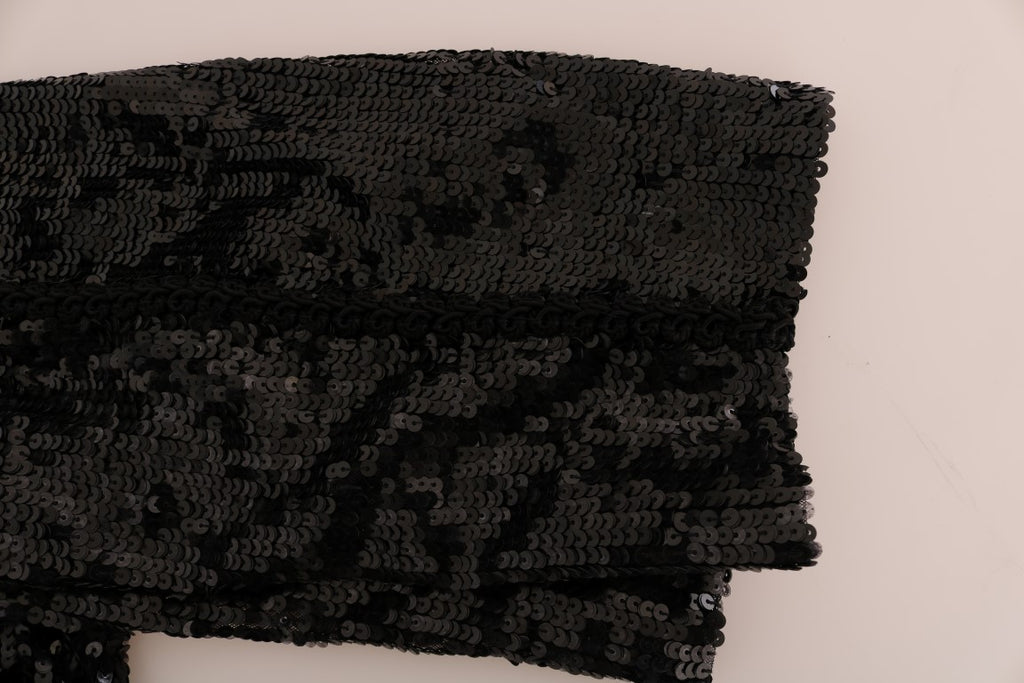 Shorts de mode noirs à sequins de Dolce & Gabbana, vêtement tendance avec détails brillants et élégants.