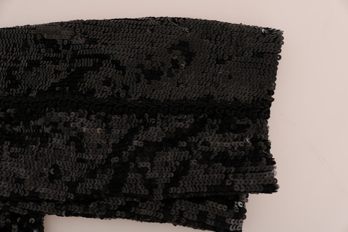 Shorts de mode noirs à sequins de Dolce & Gabbana, vêtement tendance avec détails brillants et élégants.