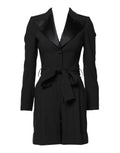 Combinaison noire en laine Dolce & Gabbana pour femmes, vêtement chaud, avec veste ou manteau intégré, porté sur un mannequin.