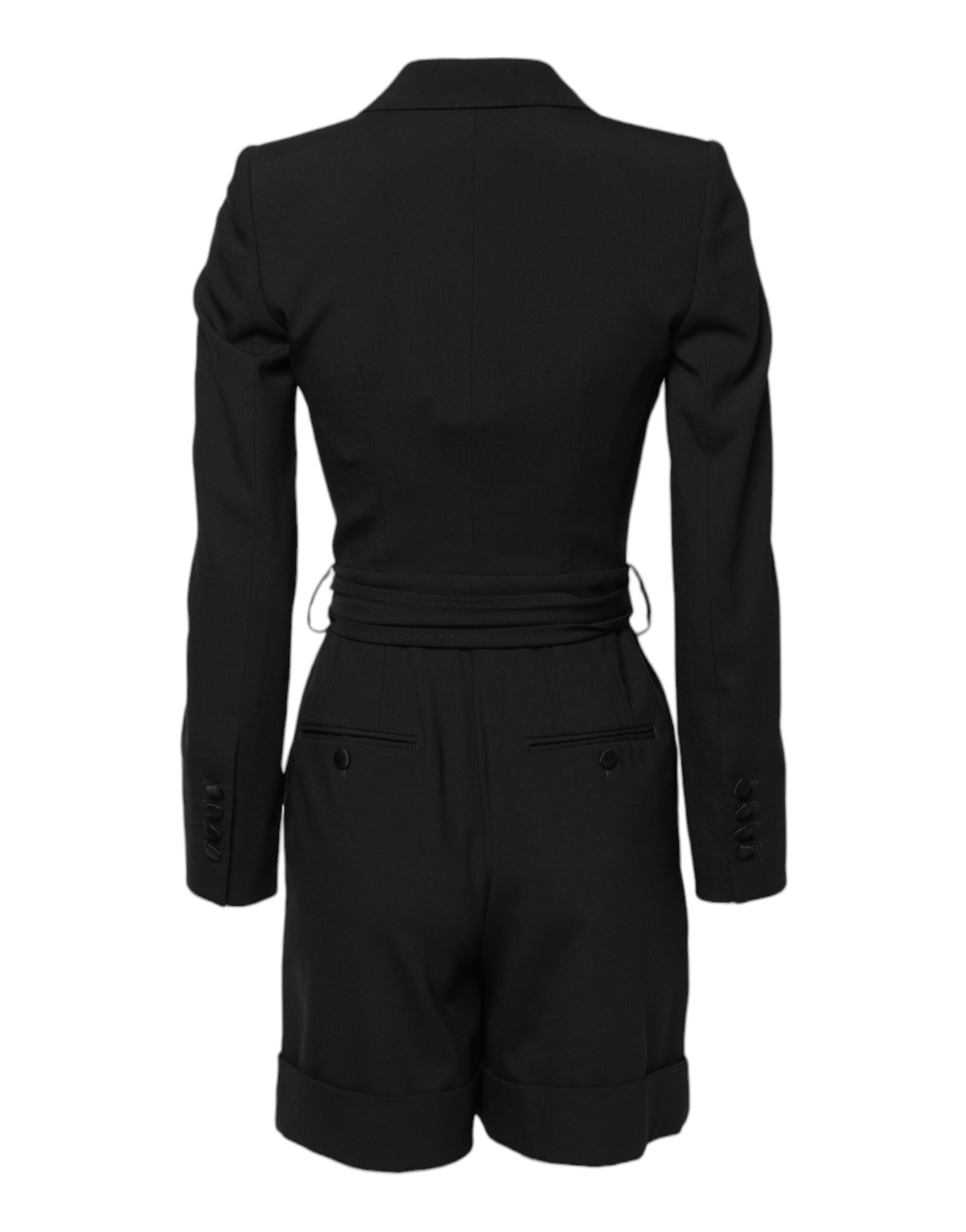 Combinaison noire en laine Dolce & Gabbana pour femme, veste ou robe élégante avec coupe classique et détails sophistiqués.