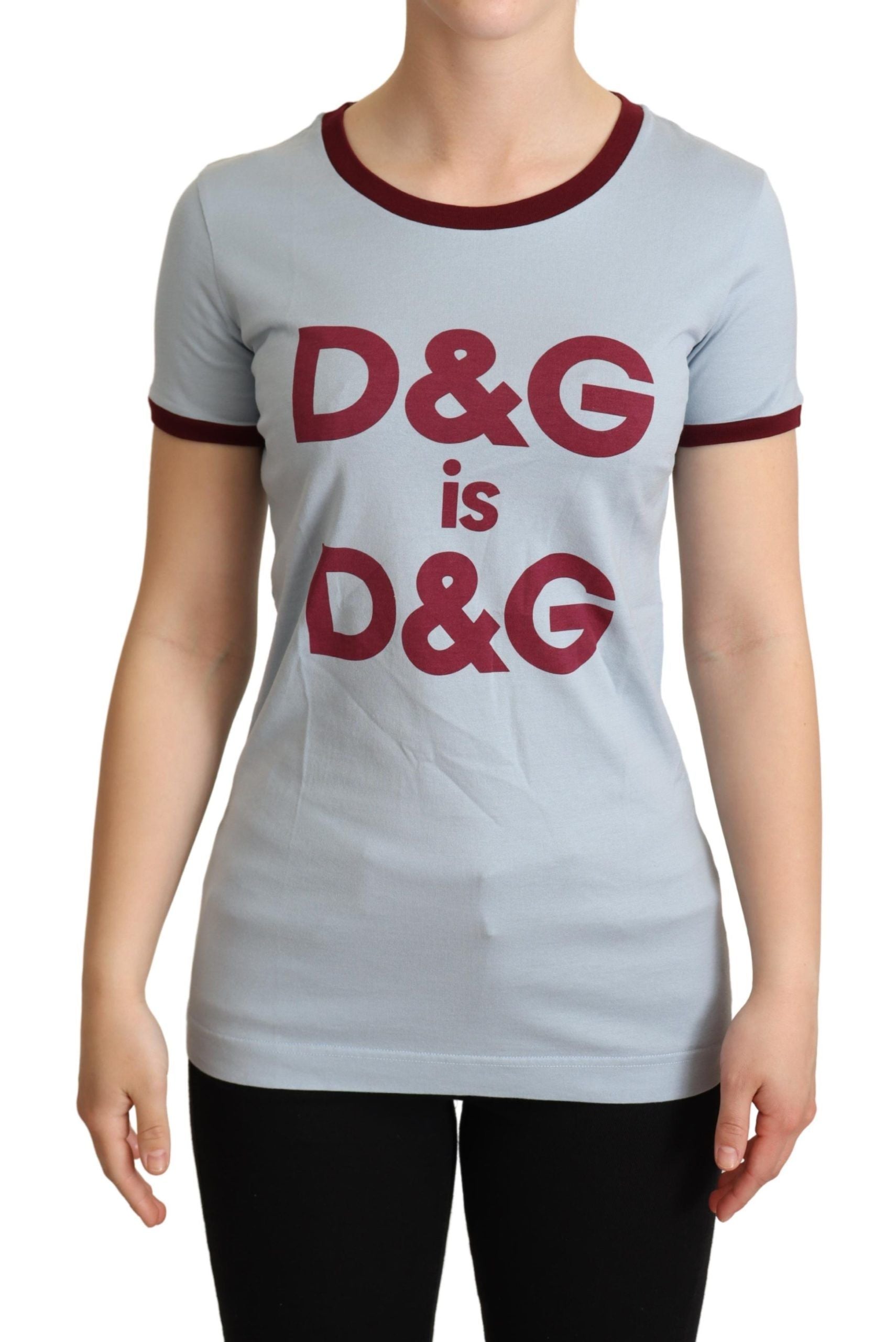 T-shirt à col rond bleu Dolce & Gabbana D&G, haut décontracté en coton avec logo sur la poitrine.
