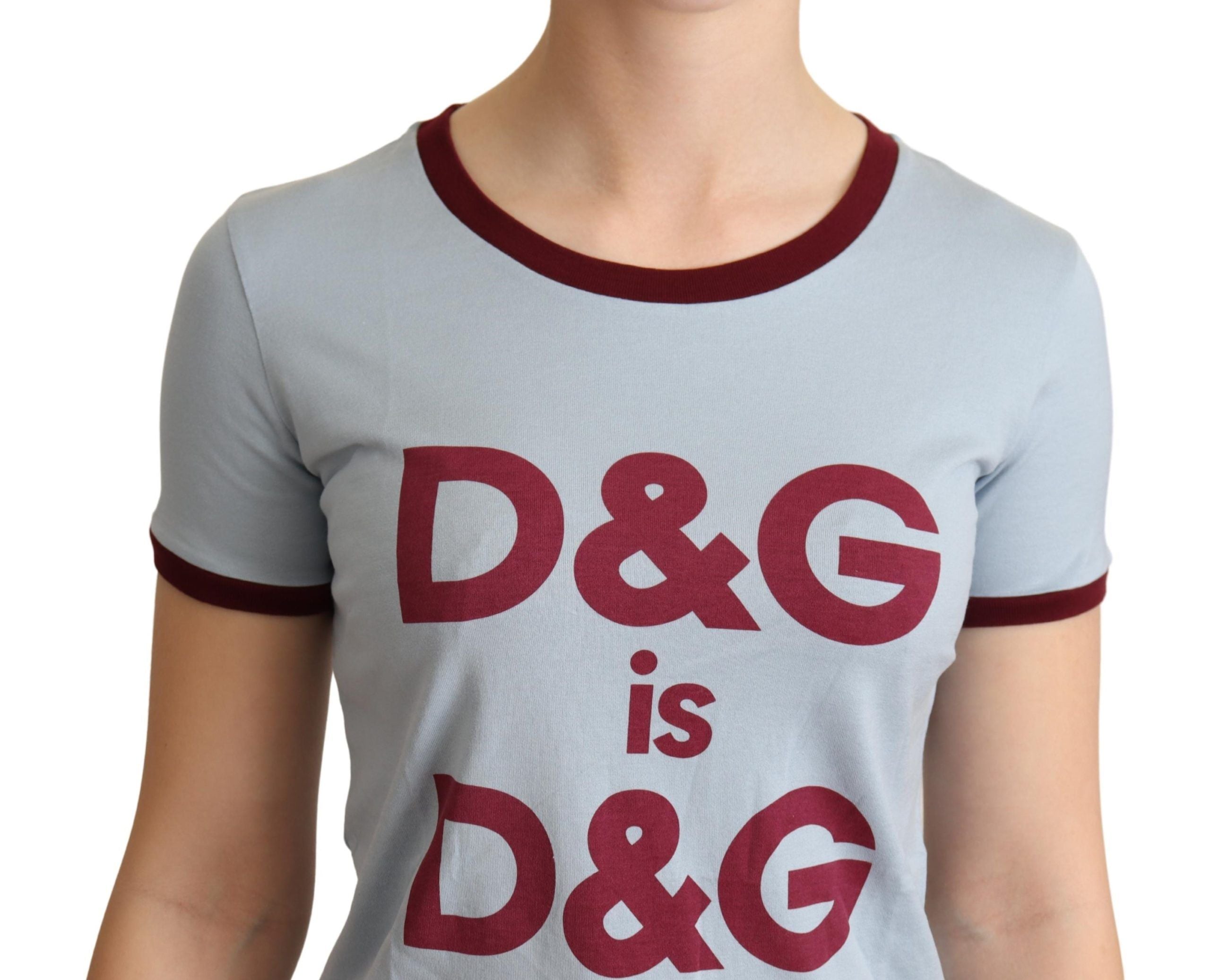 T-shirt à col rond Dolce & Gabbana Blue Crewneck D&G, tissu bleu uni, vue de face avec logo discret sur la poitrine.