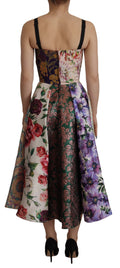 Robe midi Dolce & Gabbana en jacquard floral en soie avec patchwork, élégante et sophistiquée.