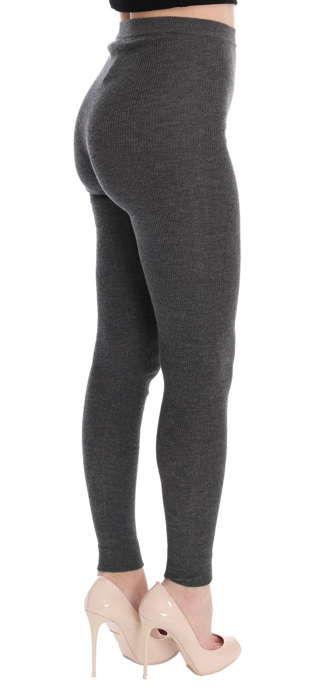 Leggings en cachemire gris de Dolce & Gabbana, collants extensibles et confortables pour femmes.