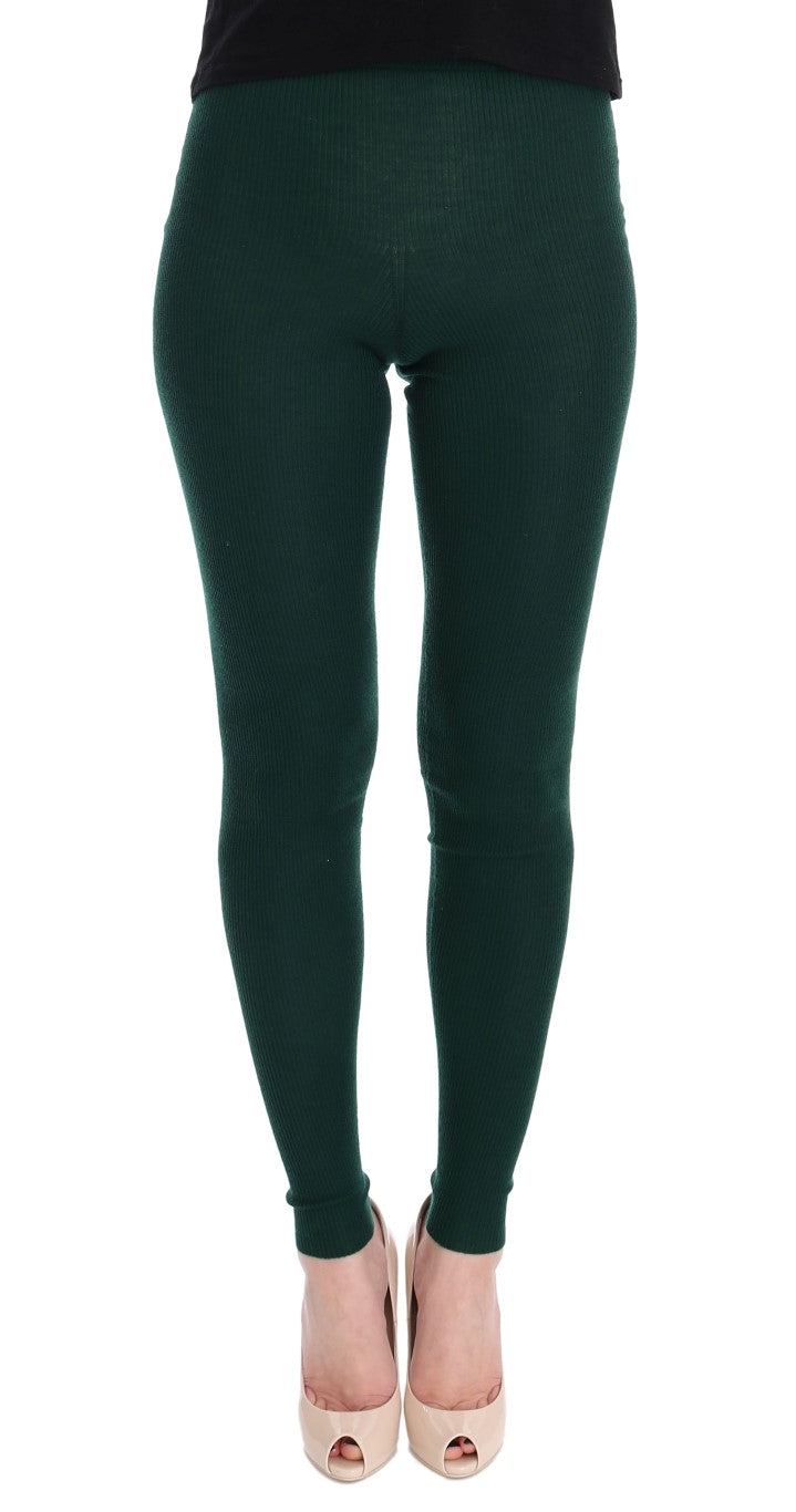 Collants en cachemire stretch vert de Dolce & Gabbana, confortables et élégants pour femmes.