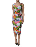 Robe bustier sans manches Dolce & Gabbana à fleurs multicolores, tissu élégant et coupe ajustée, modèle floral sophistiqué.