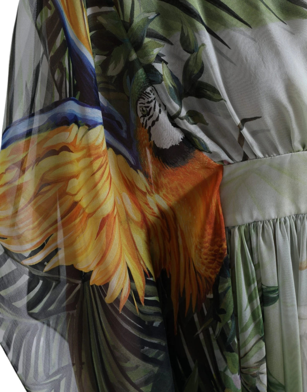 Robe longue femme Dolce & Gabbana en soie multicolore avec motif jungle, élégante et fluide, pour un look sophistiqué.