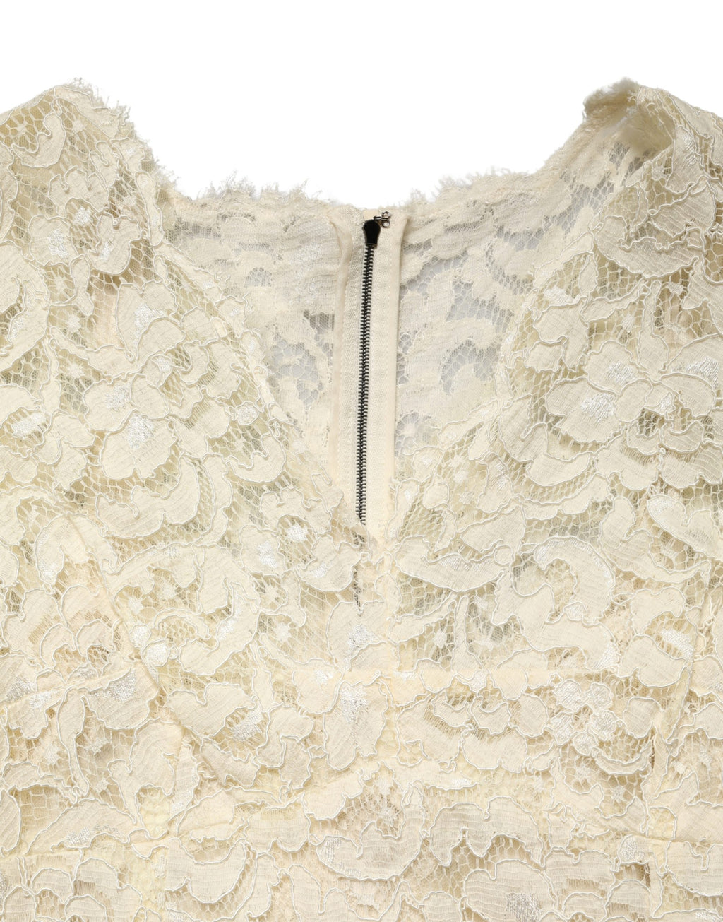 Robe longue blanche à fleurs en dentelle Dolce & Gabbana, robe fourreau élégante avec détails floraux sophistiqués.