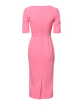 Robe midi en viscose rose Dolce & Gabbana à manches courtes, coupe ajustée, portée élégante.