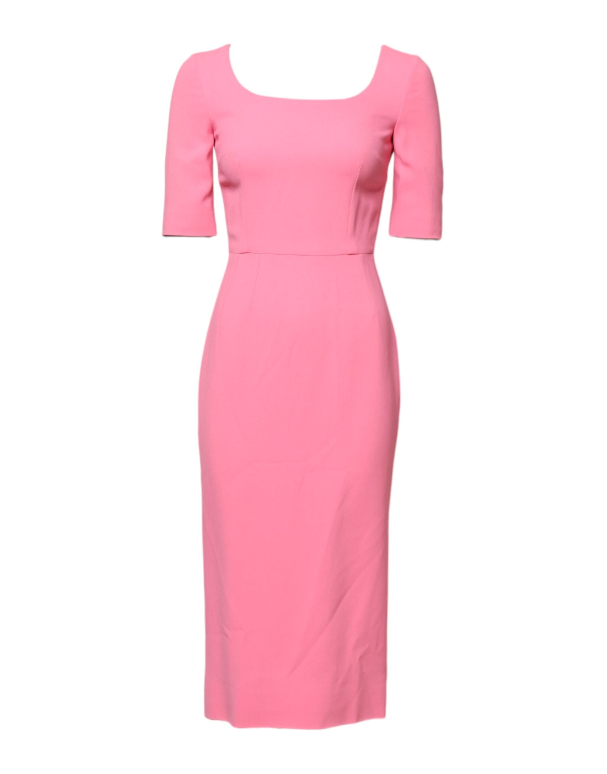 Robe midi rose en viscose à manches courtes de Dolce & Gabbana, coupe ajustée et élégante.