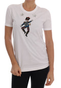 T-shirt en coton blanc Dolce & Gabbana avec un motif conte de fées, manche courte et style élégant.
