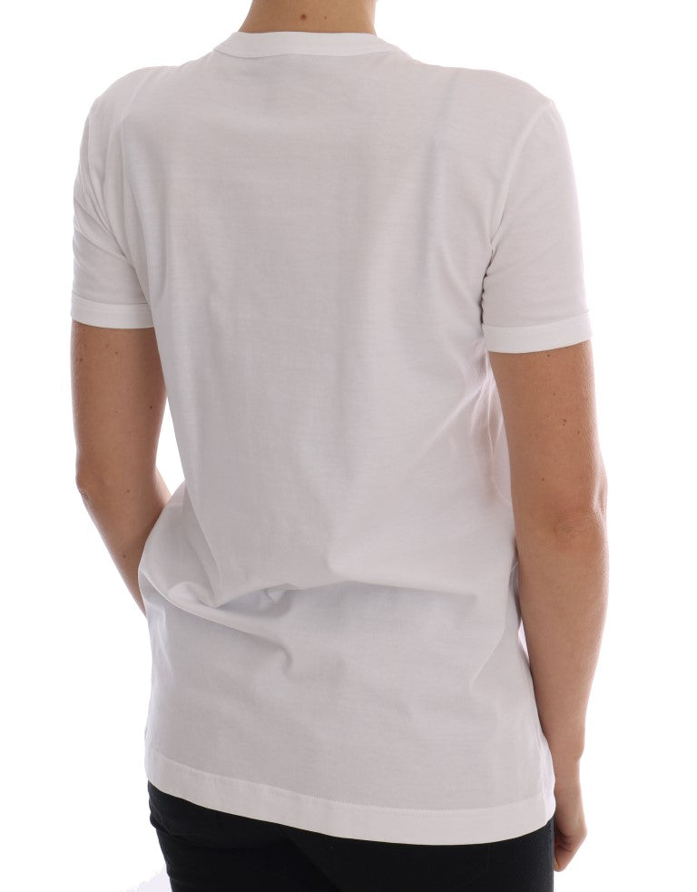 T-shirt en coton blanc Dolce & Gabbana avec motif conte de fées, style décontracté et design élégant.