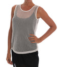 Haut transparent en filet blanc Dolce & Gabbana, débardeur en coton léger, détails fins et style élégant.