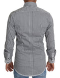 Chemise décontractée à carreaux noir et blanc de Dolce & Gabbana, vue rapprochée du tissu et du motif.