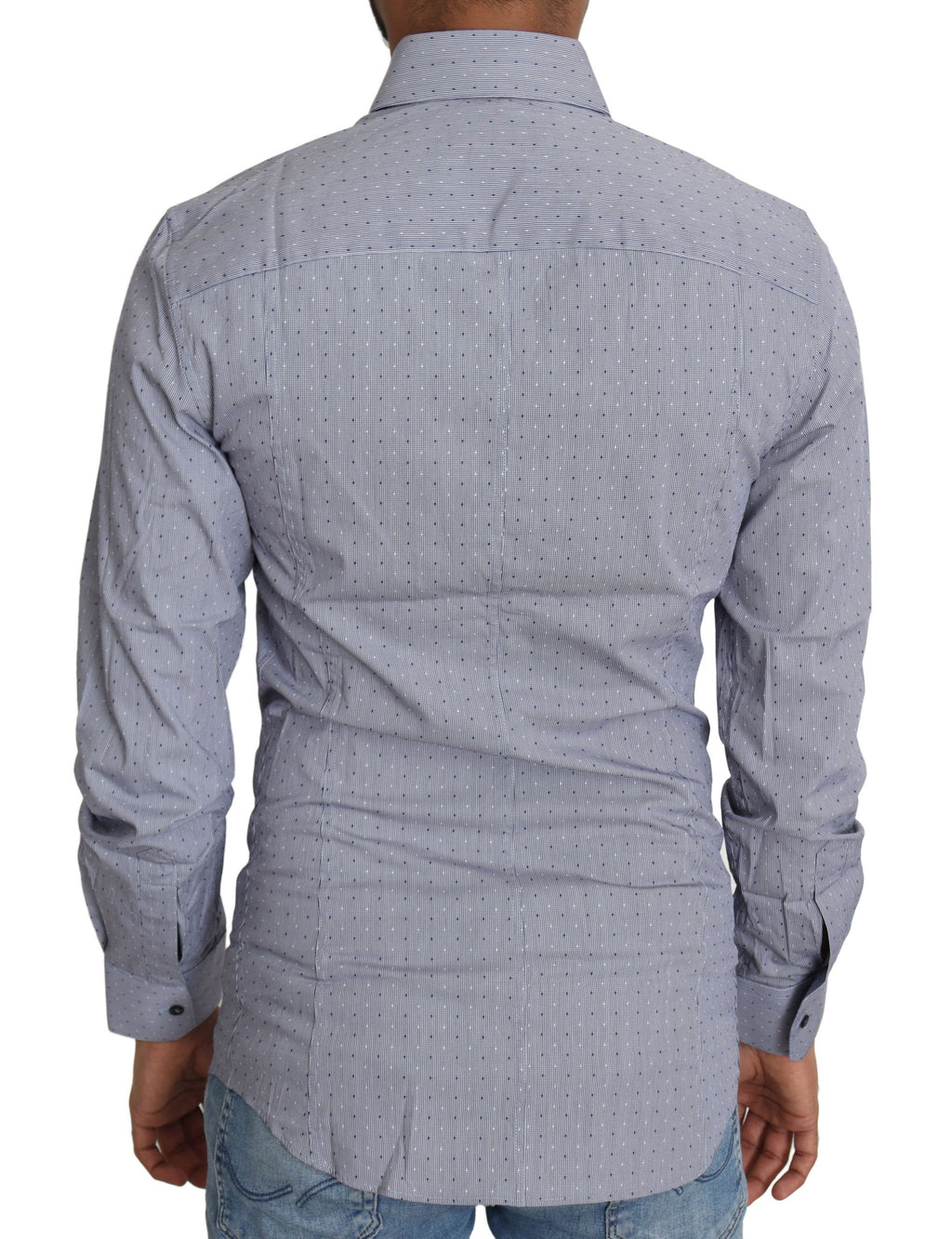 Chemise formelle grise à pois Dolce & Gabbana Sicilia, coupe semi-ajustée et élégante, en tissu de qualité.