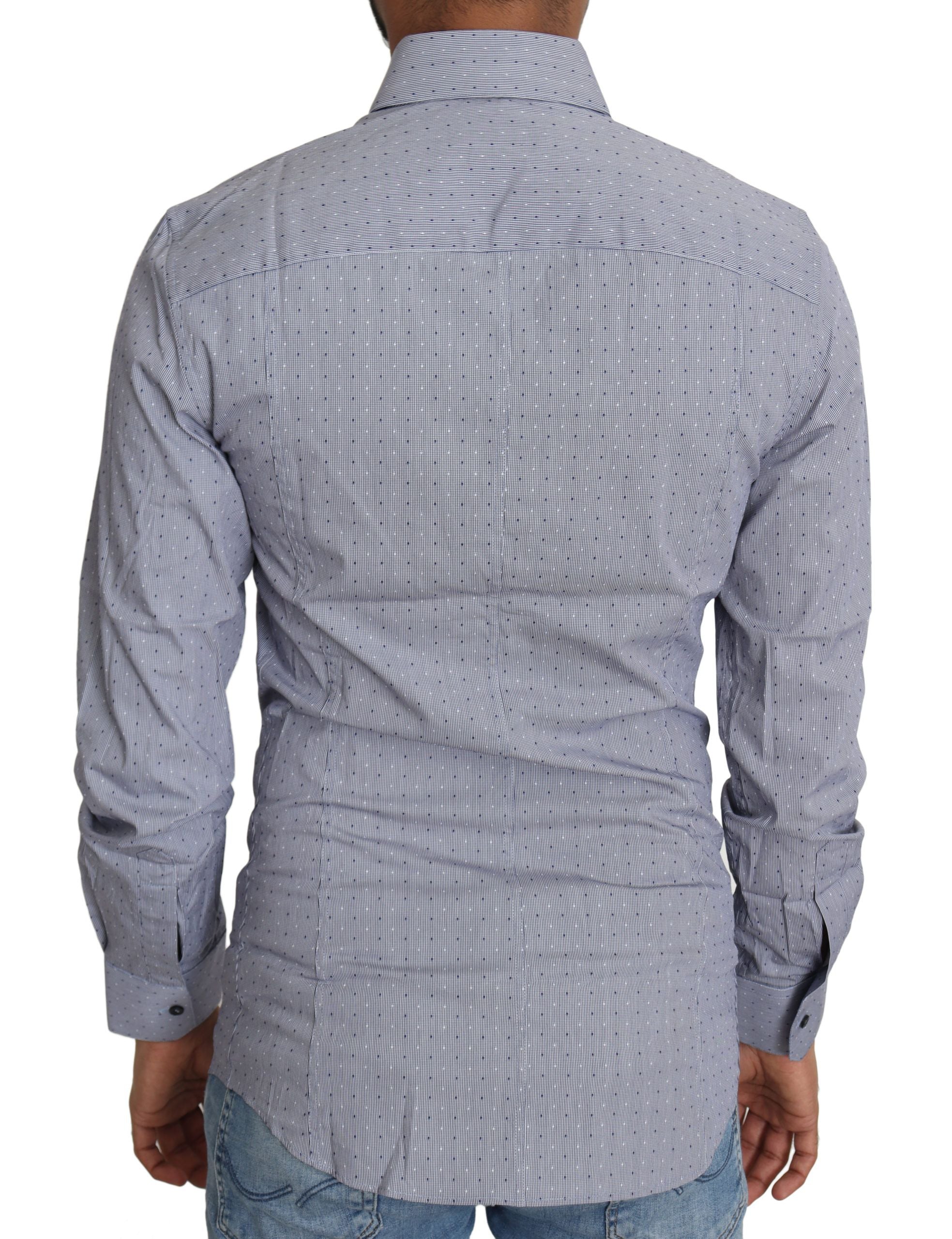 Chemise formelle grise à pois Dolce & Gabbana Sicilia, coupe semi-ajustée et élégante, en tissu de qualité.