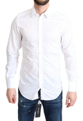 Chemise blanche en coton à manches longues de la marque Dolce & Gabbana, style formel élégante et sophistiquée.