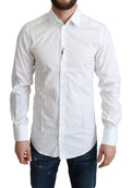 Chemise homme formelle en coton blanc de Dolce & Gabbana, élégante et classique, vue de face sur fond neutre.