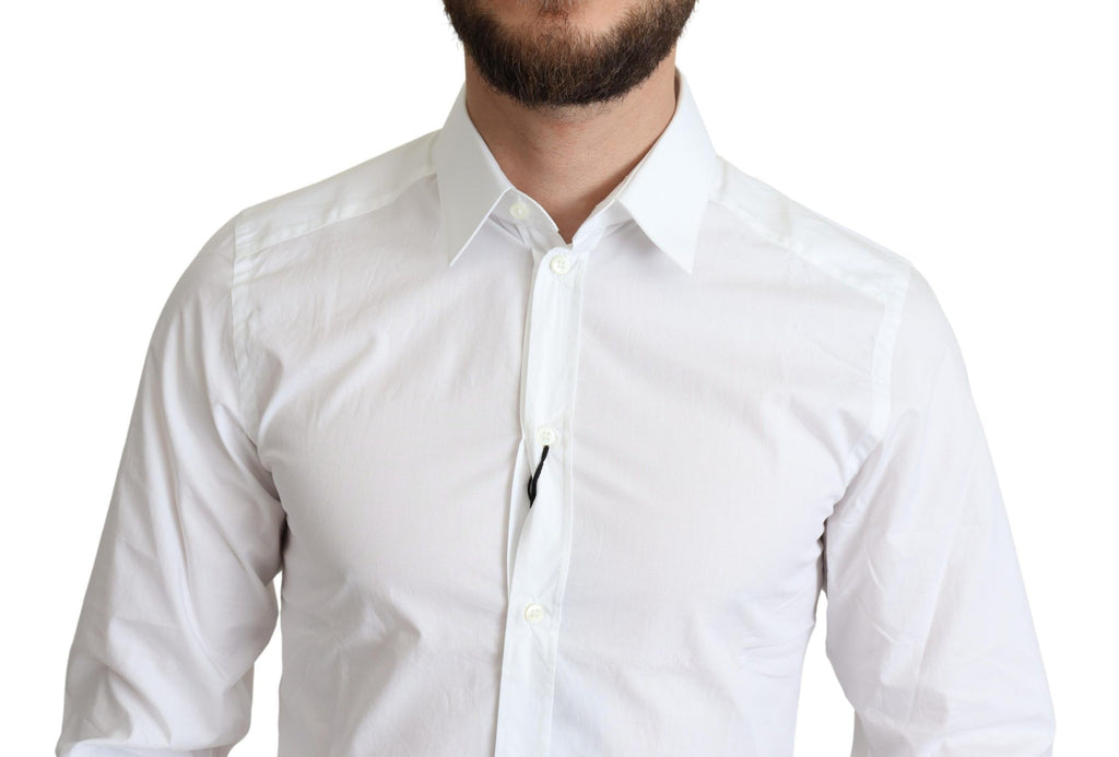 Chemise homme blanche en coton pur de marque Dolce & Gabbana, vêtement de costume formel élégant et classique.