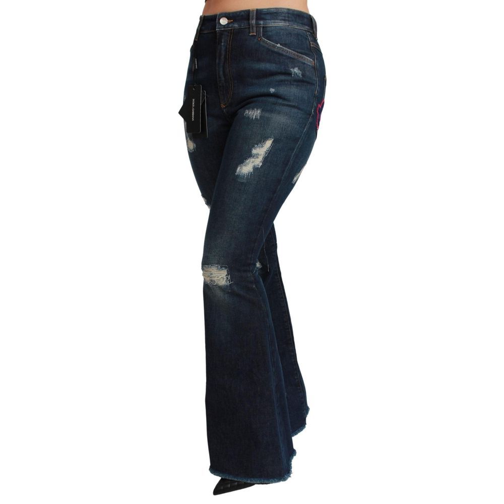 Pantalon en jean évasé en coton bleu de Dolce & Gabbana, style décontracté et tendance.