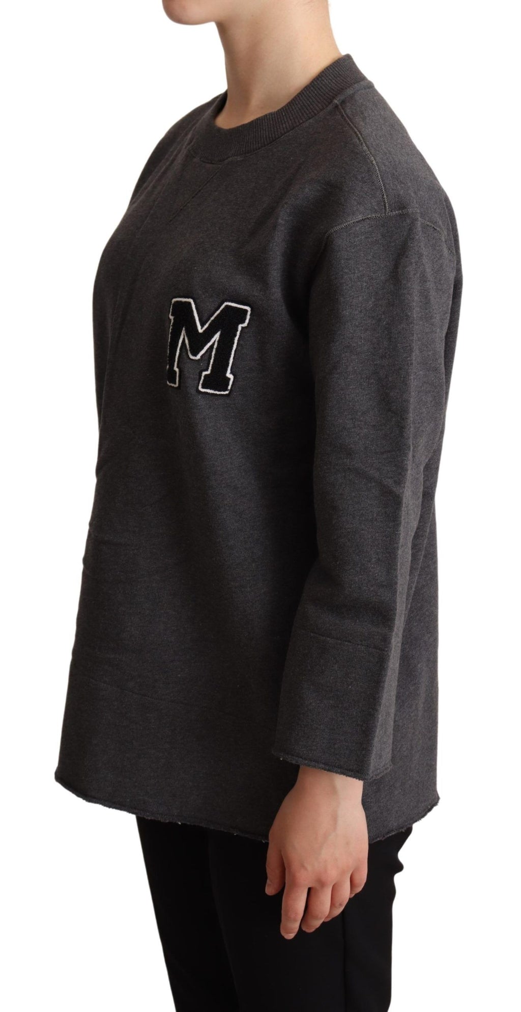 Pull-over pour femmes Dolce & Gabbana gris avec broderies élégantes, en coton doux, style à la mode et confort.