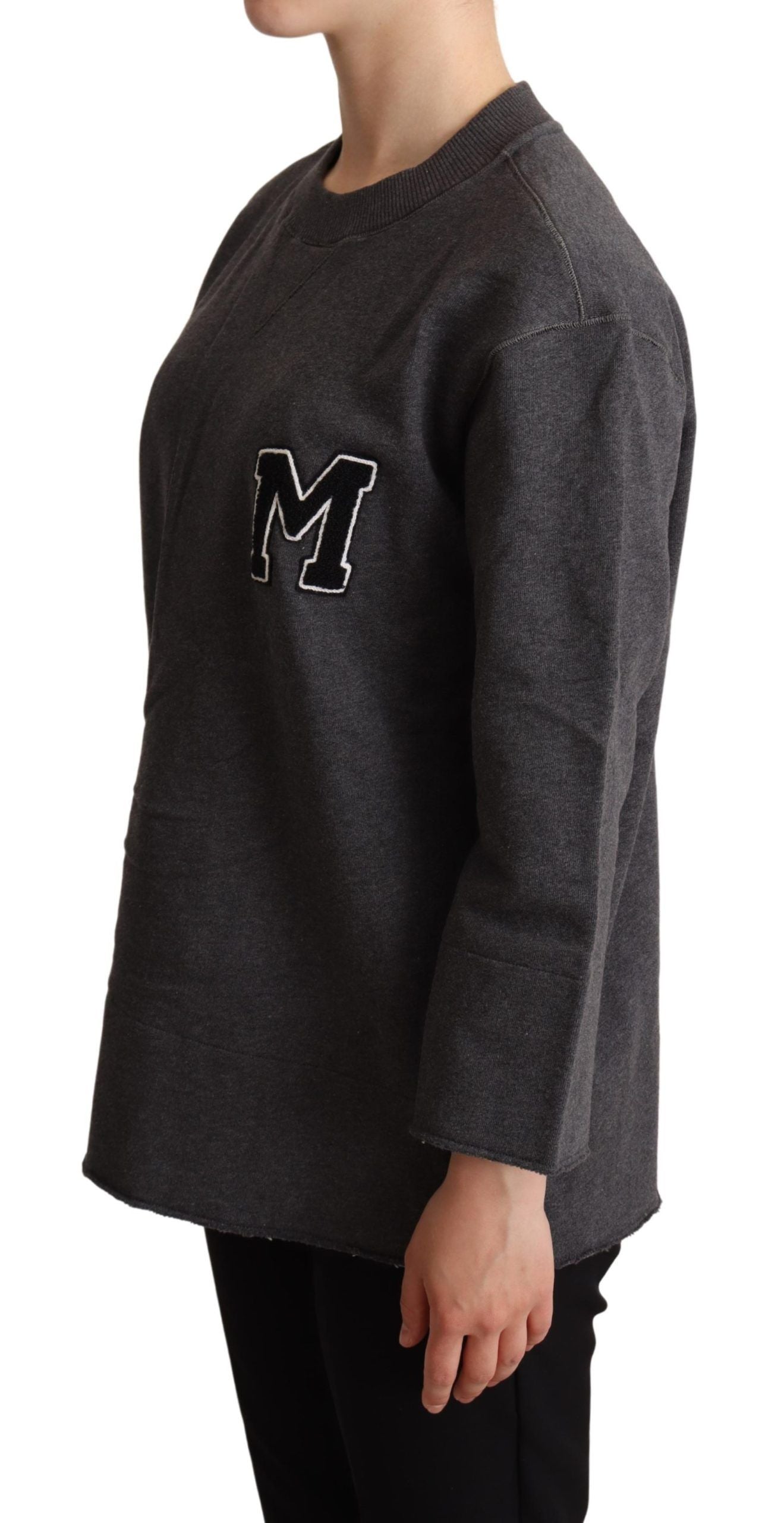 Pull-over pour femmes Dolce & Gabbana gris avec broderies élégantes, en coton doux, style à la mode et confort.